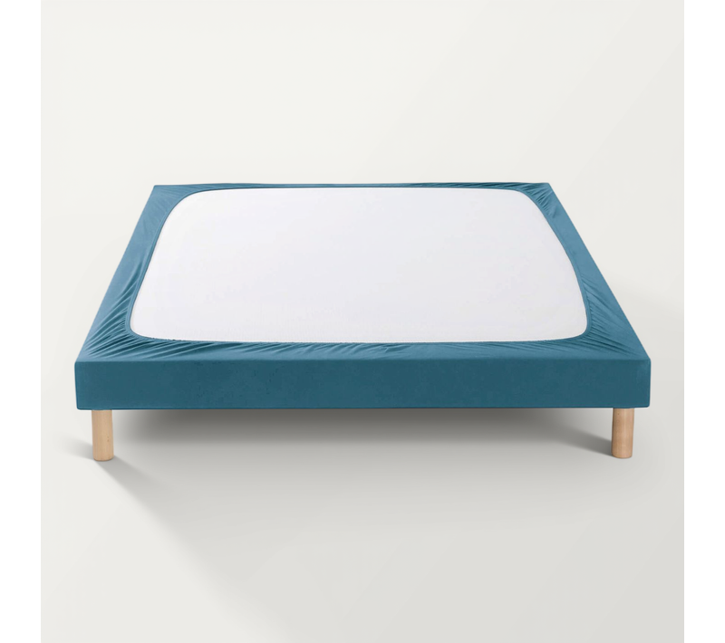 Cache-sommier Coton Jersey Bleu Océan