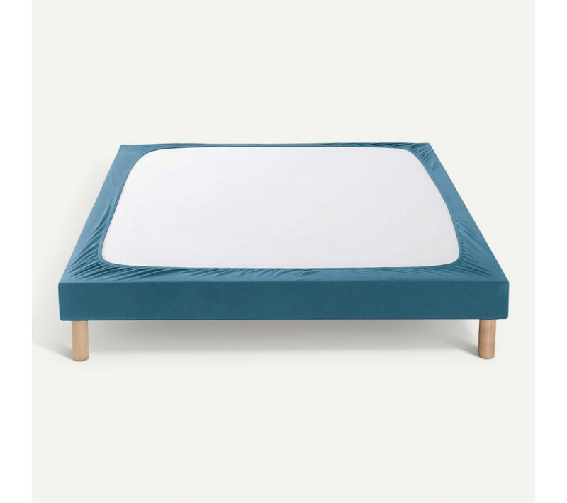 Cache-sommier Coton Jersey Bleu Océan