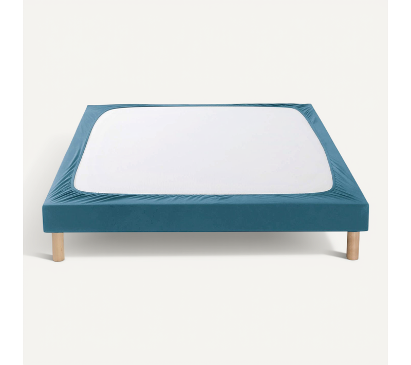 Cache-sommier Coton Jersey Bleu Océan
