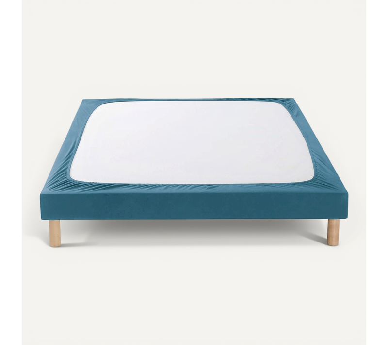 Cache-sommier Coton Jersey Bleu Océan