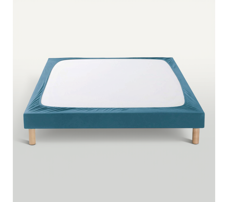 Cache-sommier Coton Jersey Bleu Océan