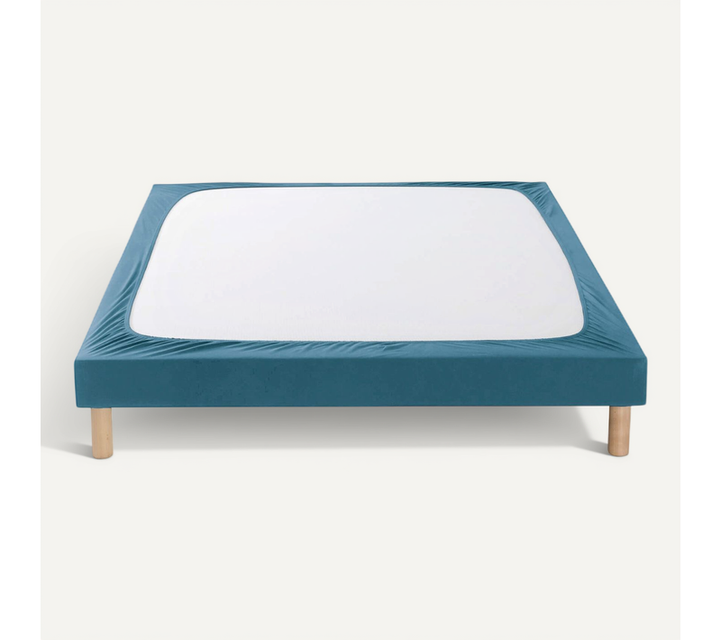 Cache-sommier Coton Jersey Bleu Océan