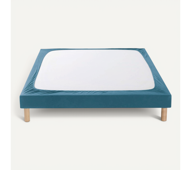 Cache-sommier Coton Jersey Bleu Océan