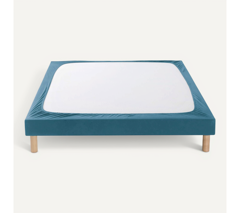 Cache-sommier Coton Jersey Bleu Océan