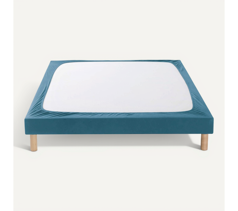 Cache-sommier Coton Jersey Bleu Océan