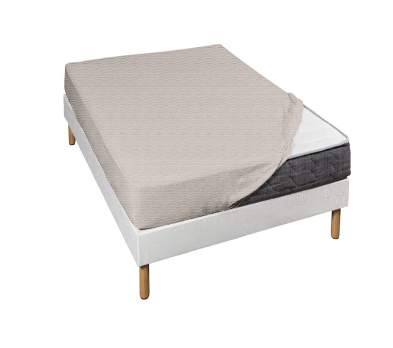 Drap Housse 90x200 Jersey Taupe Chiné Bonnet 30 Cm