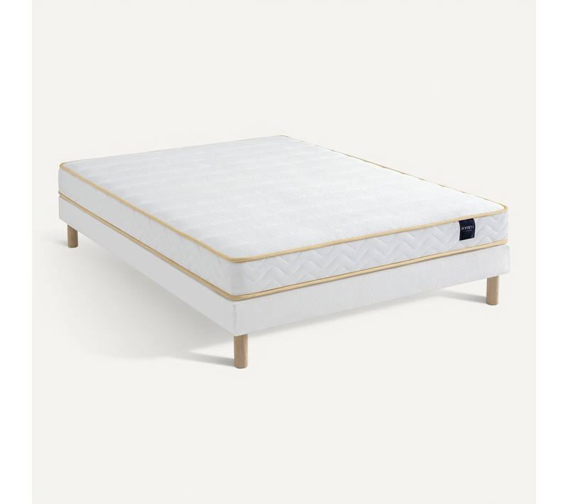 Ensemble Matelas Mousse, Sommier Lune Et Pieds Aurore 300 Soutien Ferme 140x200 - 2 Personnes - Accu