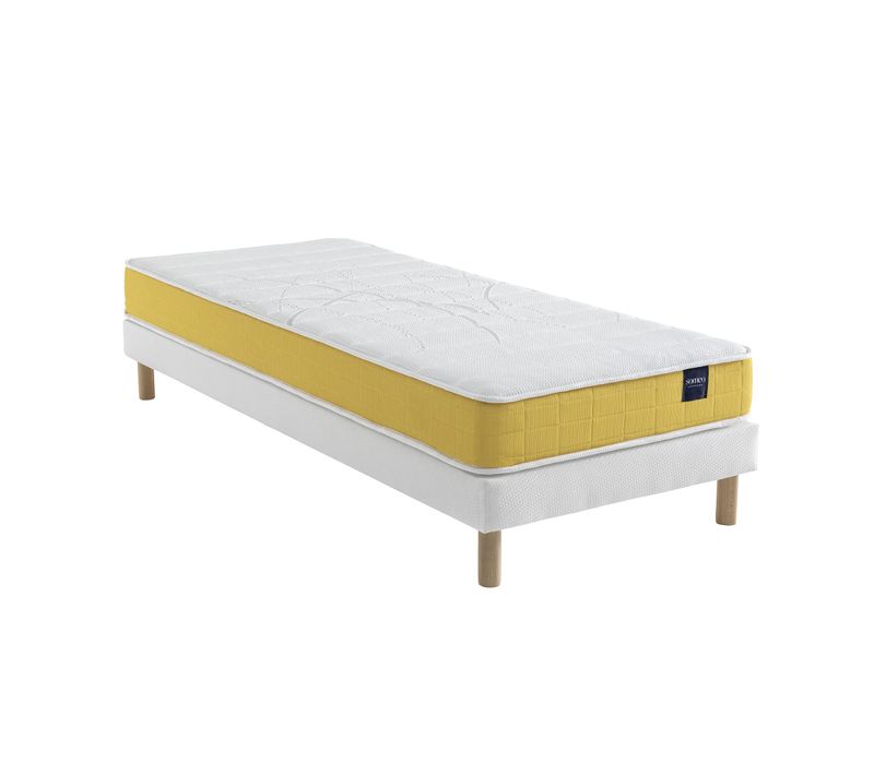 Ensemble Matelas Mousse, Sommier Lune Et Pieds Aurore 400 Soutien Ferme 70x200 - 1 Personne - Accuei