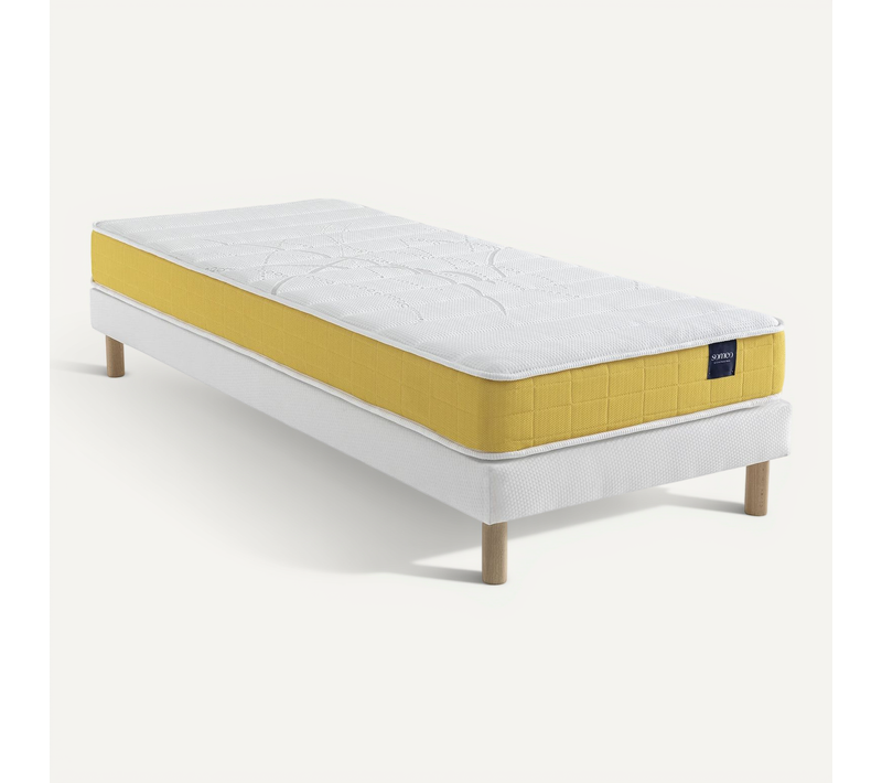 Ensemble Matelas Mousse, Sommier Lune Et Pieds Aurore 400 Soutien Ferme 90x200 - 1 Personne - Accuei