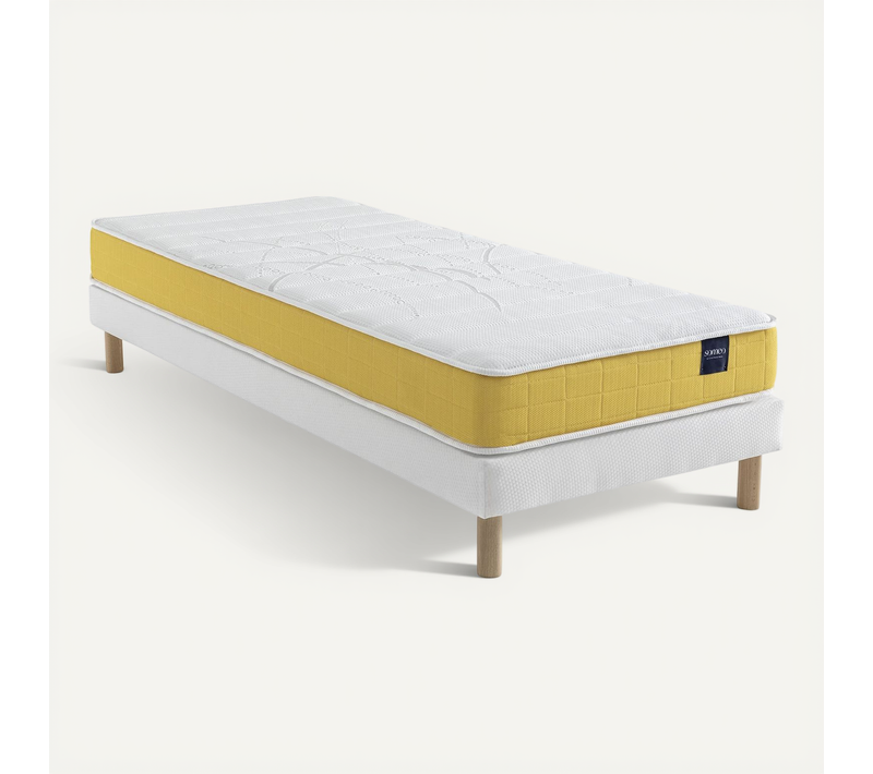 Ensemble Matelas Mousse, Sommier Lune Et Pieds Aurore 400 Soutien Ferme 100x200 - 1 Personne - Accue