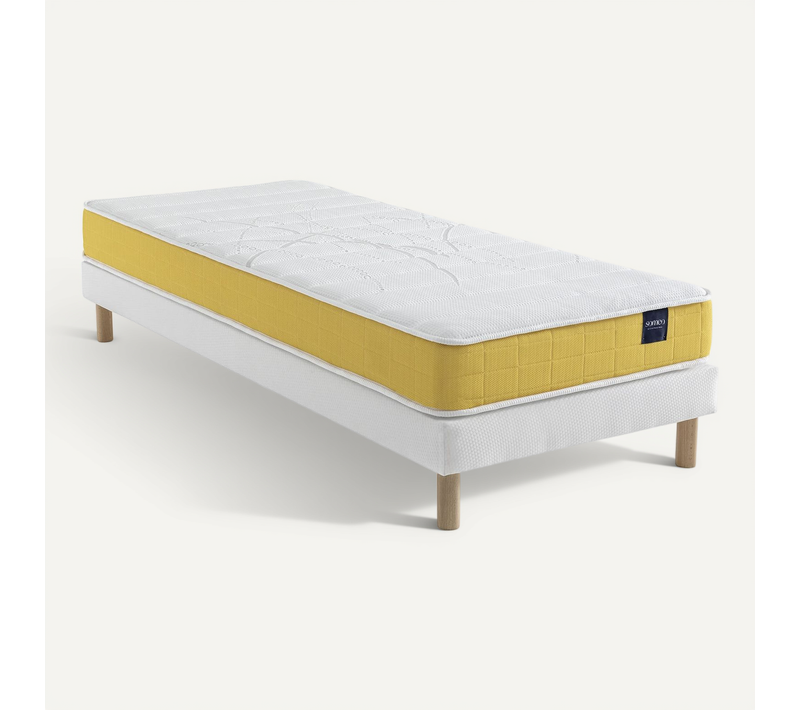 Ensemble Matelas Mousse, Sommier Lune Et Pieds Aurore 400 Soutien Ferme 110x190 - 1 Personne - Accue