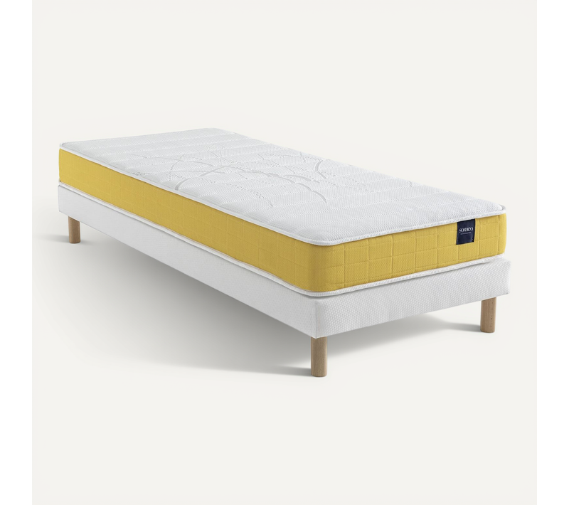 Ensemble Matelas Mousse, Sommier Lune Et Pieds Aurore 400 Soutien Ferme 130x200 - 2 Personnes - Accu