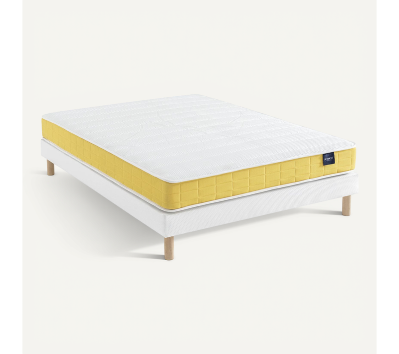 Ensemble Matelas Mousse, Sommier Lune Et Pieds Aurore 400 Soutien Ferme 140x190 - 2 Personnes - Accu
