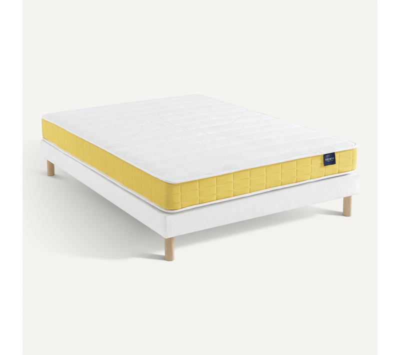 Ensemble Matelas Mousse, Sommier Lune Et Pieds Aurore 400 Soutien Ferme 140x200 - 2 Personnes - Accu