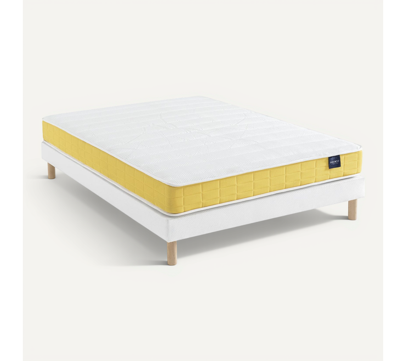 Ensemble Matelas Mousse, Sommier Lune Et Pieds Aurore 400 Soutien Ferme 150x200 - 2 Personnes - Accu