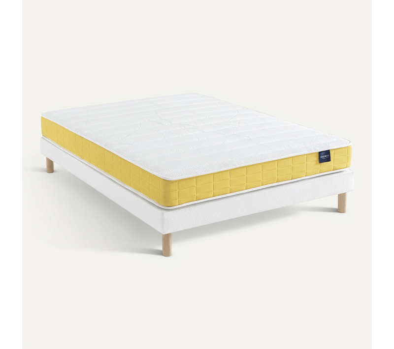 Ensemble Matelas Mousse, Sommier Lune Et Pieds Aurore 400 Soutien Ferme 160x200 - 2 Personnes - Accu