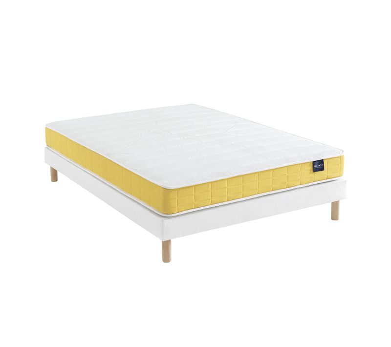 Ensemble Matelas Mousse, Sommier Lune Et Pieds Aurore 400 Soutien Ferme 180x200 - 2 Personnes - Accu