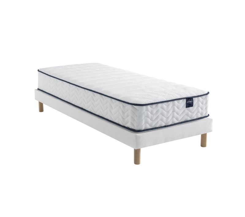 Ensemble Matelas Ressorts, Sommier Lune Et Pieds Rêve 300 Soutien Ferme 90x200 - 1 Personne - Accuei