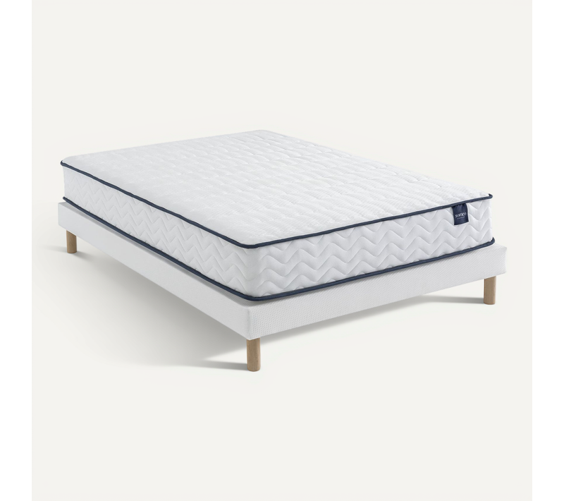 Ensemble Matelas Ressorts, Sommier Lune Et Pieds Rêve 300 Soutien Ferme 180x200 - 2 Personnes - Accu
