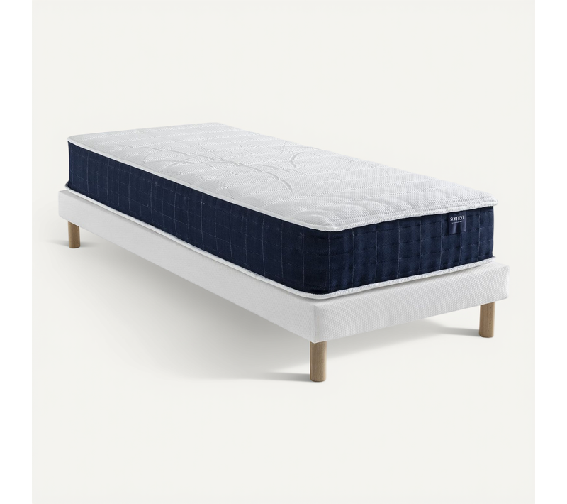 Ensemble Matelas Ressorts, Sommier Lune Et Pieds Rêve 400 Soutien Très Ferme 80x200 - 1 Personne - A