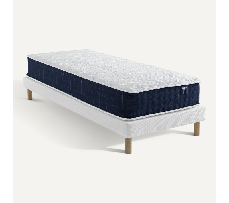 Ensemble Matelas Ressorts, Sommier Lune Et Pieds Rêve 400 Soutien Très Ferme 90x190 - 1 Personne - A