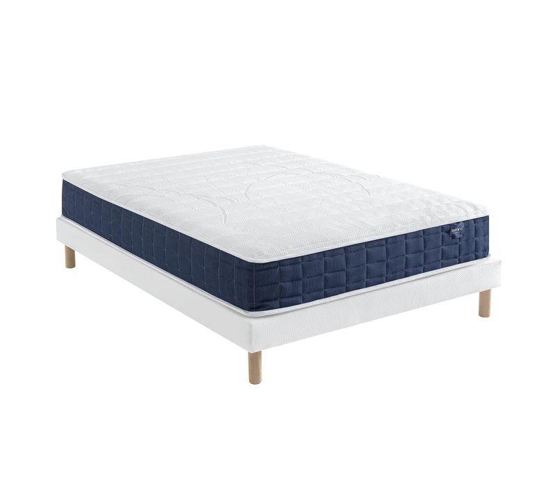 Ensemble Matelas Ressorts, Sommier Lune Et Pieds Rêve 400 Soutien Très Ferme 140x190 - 2 Personnes -
