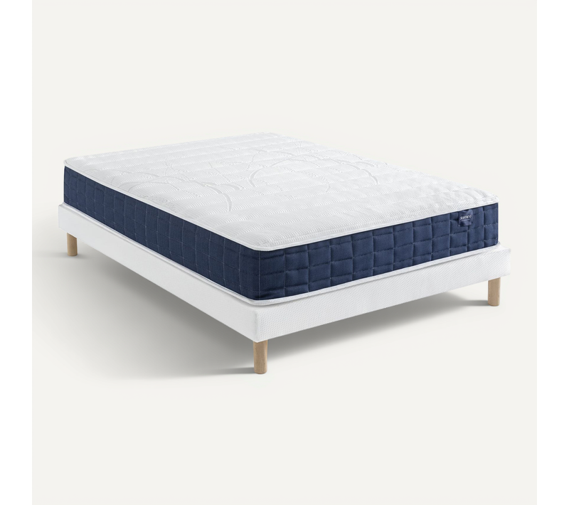 Ensemble Matelas Ressorts, Sommier Lune Et Pieds Rêve 400 Soutien Très Ferme 160x200 - 2 Personnes -