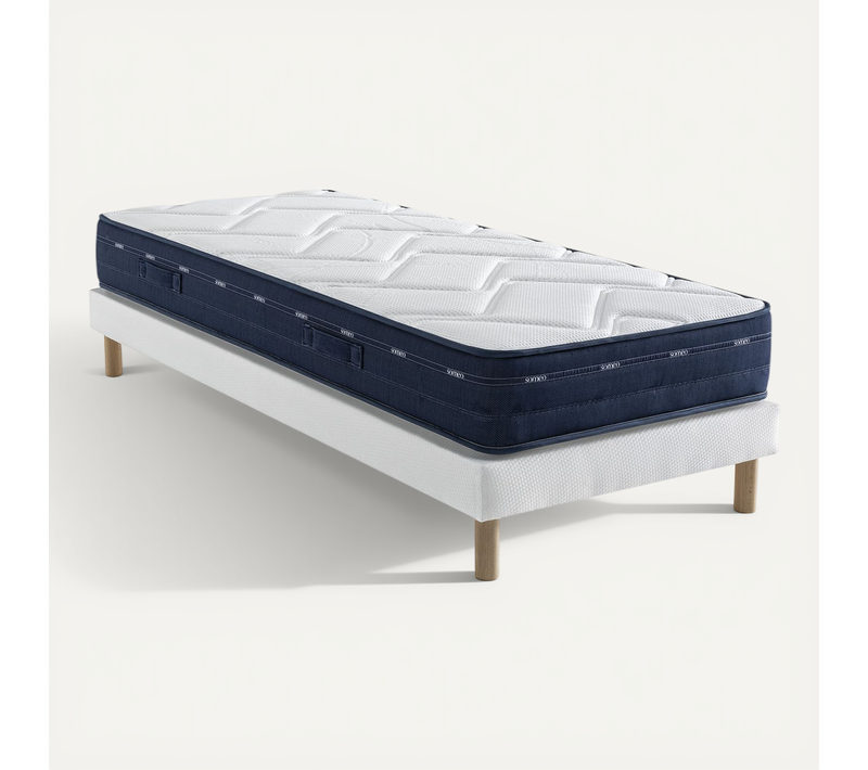 Ensemble Matelas Ressorts Et Mémoire De Forme, Sommier Lune Et Pieds Rêve 500 Soutien Ferme 120x190