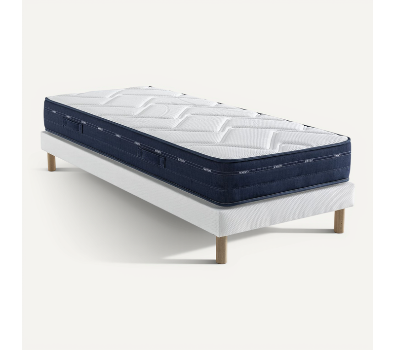 Ensemble Matelas Ressorts Et Mémoire De Forme, Sommier Lune Et Pieds Rêve 500 Soutien Ferme 130x190