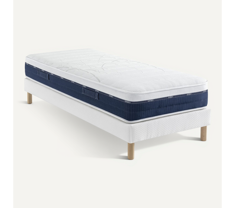 Ensemble Matelas Ressorts Et Mémoire De Forme, Sommier Constellation Et Pieds Rêve 600 Soutien Ferme
