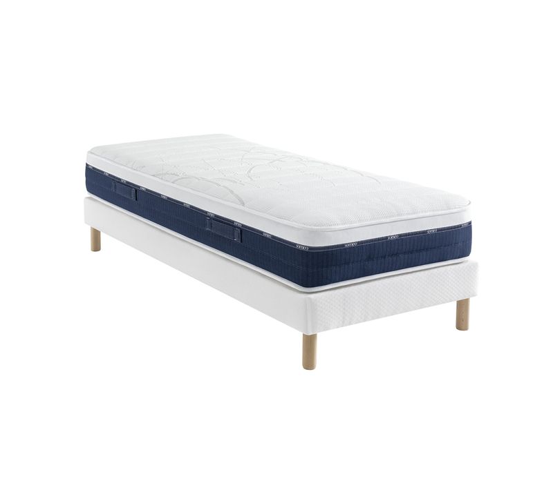 Ensemble Matelas Ressorts Et Mémoire De Forme, Sommier Constellation Et Pieds Rêve 600 Soutien Ferme
