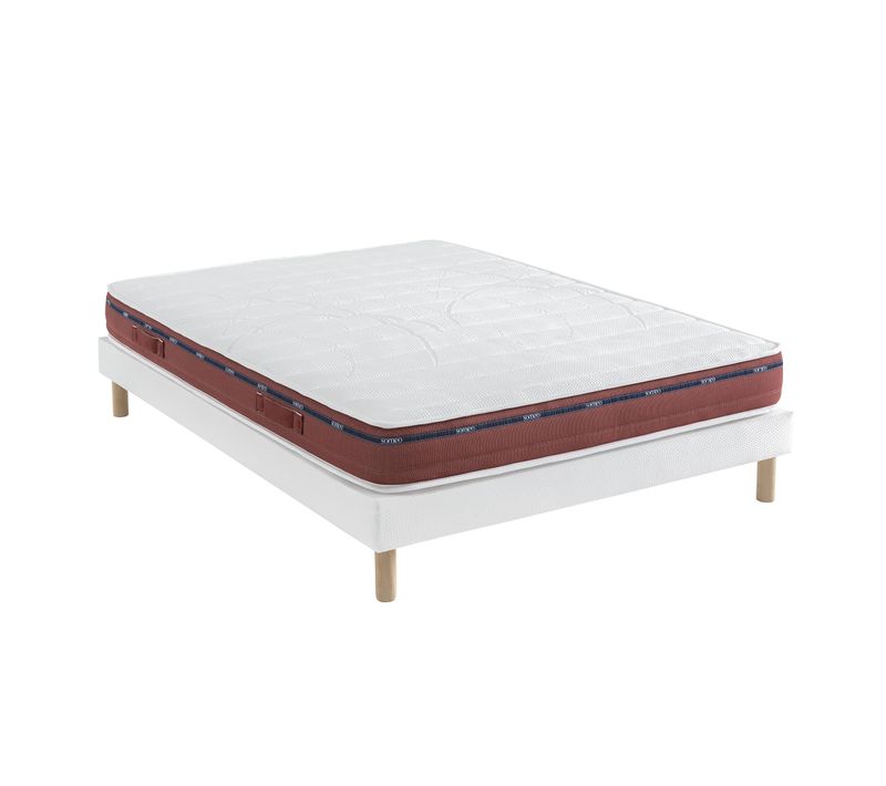 Ensemble Matelas Latex 200x200 cm Crépuscule 500 Soutien Ferme Ep. 18 cm + Sommier Lune
