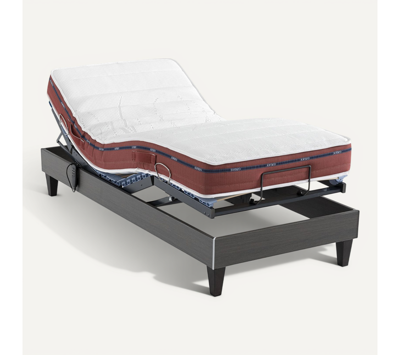 Ensemble Matelas Relaxation 100% Latex, Sommier Tpr Et Pieds Crépuscule 500 Soutien Ferme 70x190 - 1