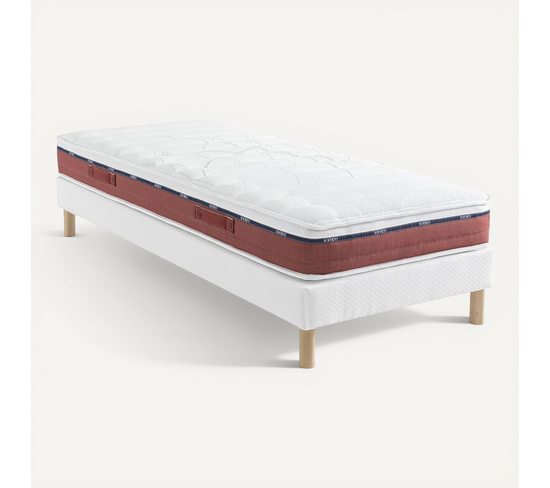 Ensemble Matelas 100% Latex, Sommier Constellation Et Pieds Crépuscule 600 Soutien Mi-ferme 80x210 -