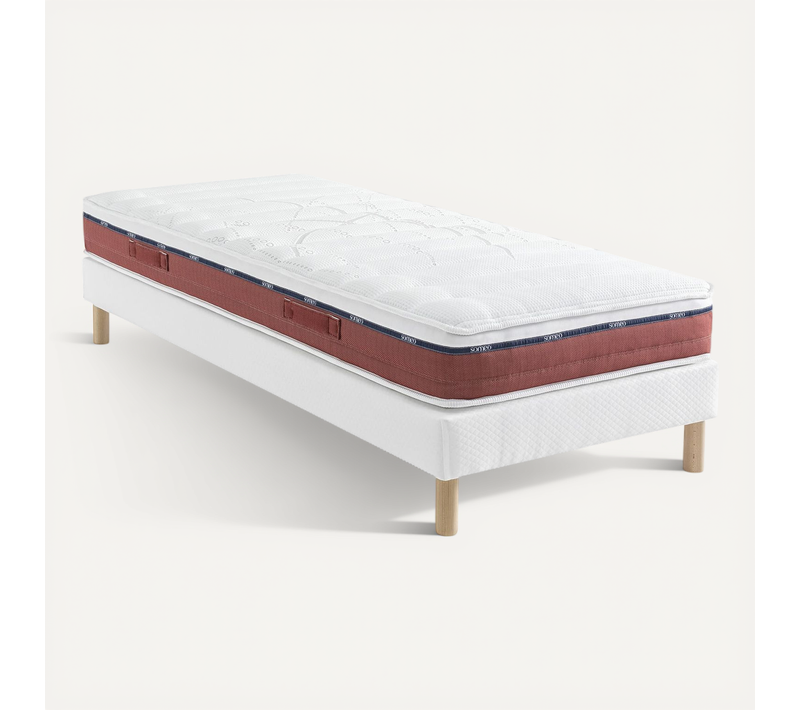 Ensemble Matelas 100% Latex, Sommier Constellation Et Pieds Crépuscule 600 Soutien Mi-ferme 90x200 -