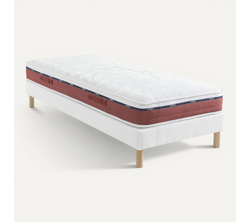 Ensemble Matelas 100% Latex, Sommier Constellation Et Pieds Crépuscule 600 Soutien Mi-ferme 90x210 -