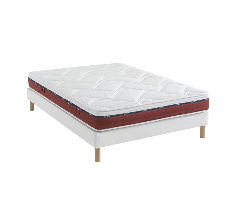 Ensemble Matelas 100% Latex, Sommier Constellation Et Pieds Crépuscule 600 Soutien Mi-ferme 140x190