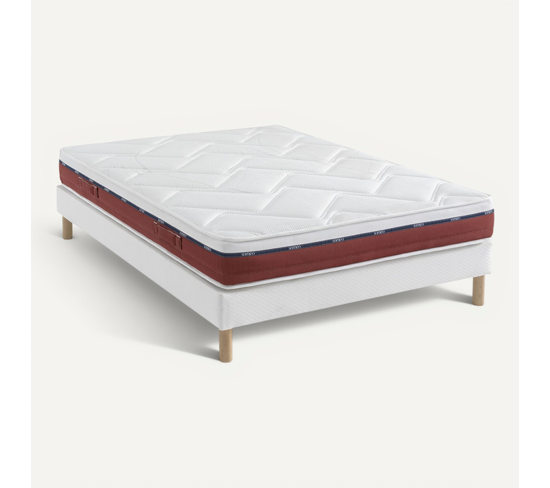 Ensemble Matelas 100% Latex, Sommier Constellation Et Pieds Crépuscule 600 Soutien Mi-ferme 140x200