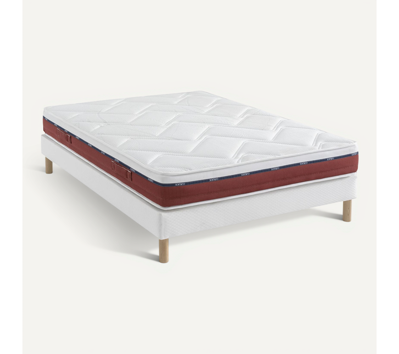 Ensemble Matelas 100% Latex, Sommier Constellation Et Pieds Crépuscule 600 Soutien Mi-ferme 150x190