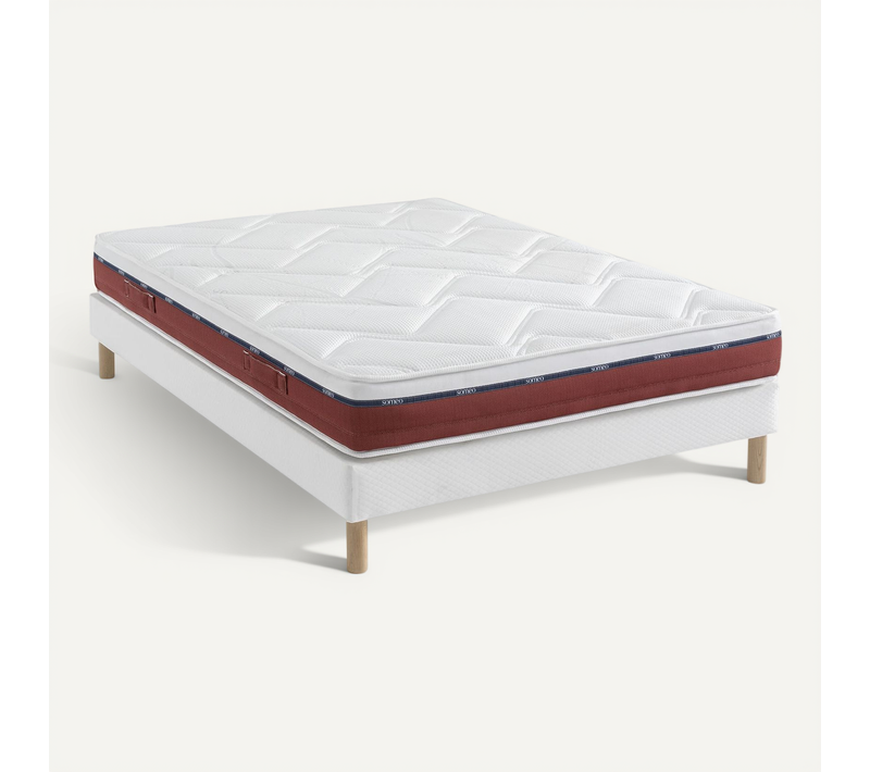 Ensemble Matelas 100% Latex, Sommier Constellation Et Pieds Crépuscule 600 Soutien Mi-ferme 150x200