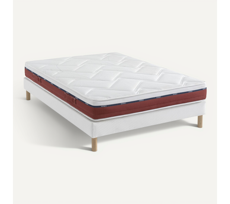 Ensemble Matelas 100% Latex, Sommier Constellation Et Pieds Crépuscule 600 Soutien Mi-ferme 160x190