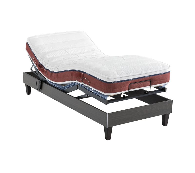 Ensemble Matelas Relaxation 100% Latex, Sommier Tpr Et Pieds Crépuscule 600 Soutien Mi-ferme 70x190