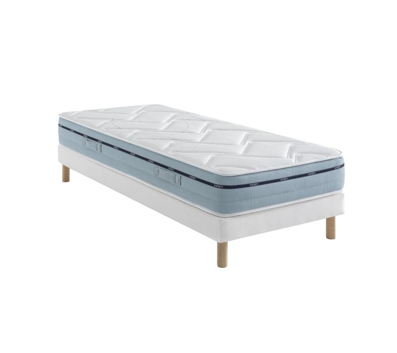 Ensemble Matelas Mémoire De Forme, Sommier Lune Et Pieds Songe 500 Soutien Ferme 90x190 - 1 Personne