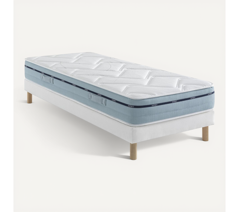 Ensemble Matelas Mémoire De Forme, Sommier Lune Et Pieds Songe 500 Soutien Ferme 90x200 - 1 Personne