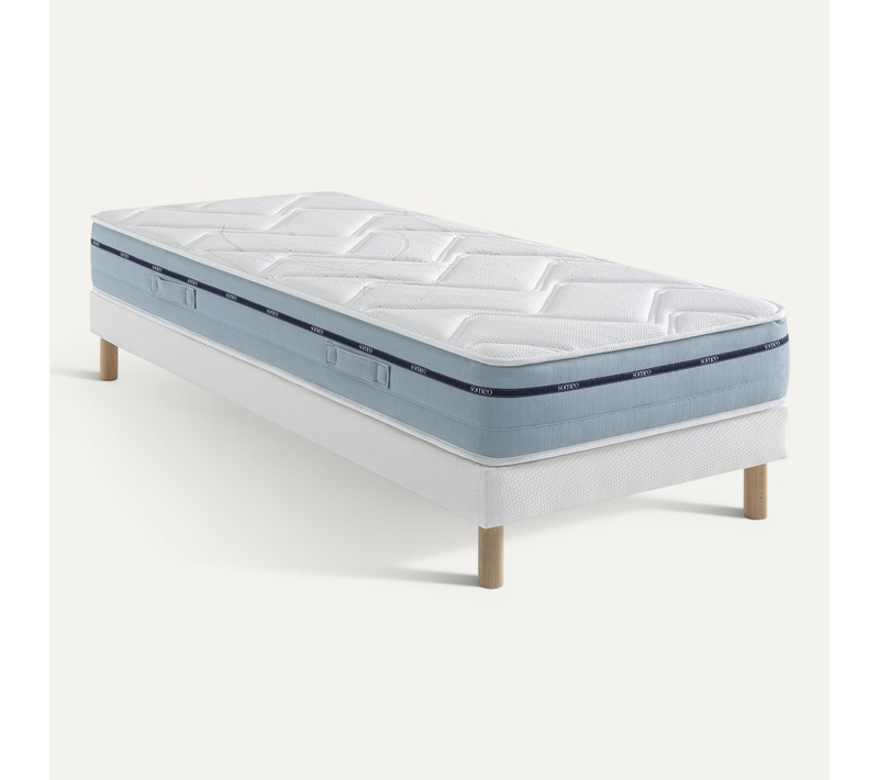 Ensemble Matelas Mémoire De Forme, Sommier Lune Et Pieds Songe 500 Soutien Ferme 100x210 - 1 Personn