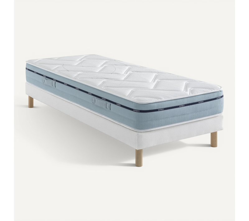 Ensemble Matelas Mémoire De Forme, Sommier Lune Et Pieds Songe 500 Soutien Ferme 110x190 - 1 Personn