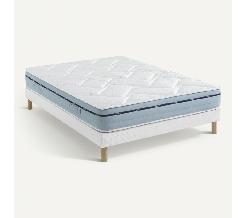 Ensemble Matelas Mémoire De Forme, Sommier Lune Et Pieds Songe 500 Soutien Ferme 140x200 - 2 Personn