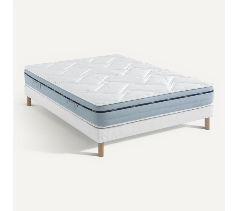 Ensemble Matelas Mémoire De Forme, Sommier Lune Et Pieds Songe 500 Soutien Ferme 180x210 - 2 Personn