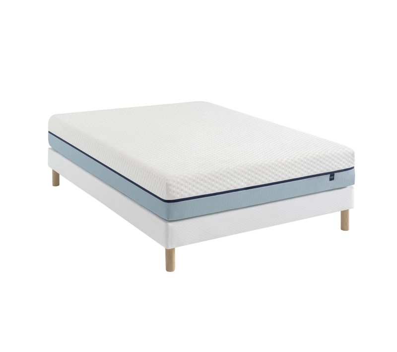 Ensemble Matelas Mémoire De Forme, Sommier Constellation Et Pieds Songe 600 Soutien Ferme 160x200 -