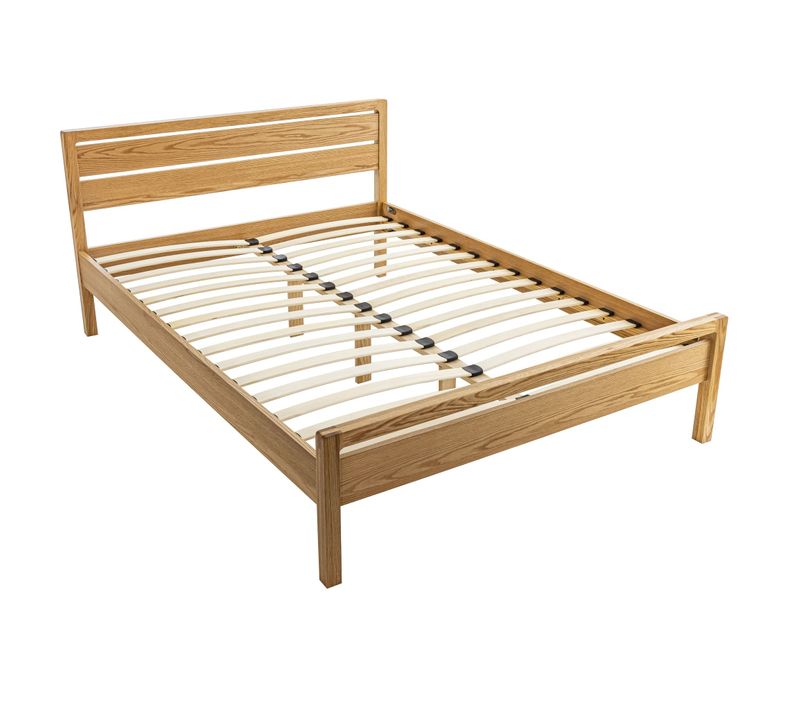 Lit Avec Tête De Lit Intégrée En Mdf Plaquage Chêne Et Pieds En Bois Massif 160x200 - Lt17013